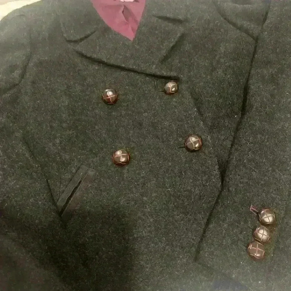 Boden Blazer Jacket Charcoal Gray Wool Short Double Breasted Size 6 US - Picture 9 of 12